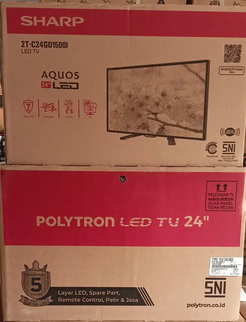 Led sharp 24 inci digital dvb t2 24 aquos garansi 5 tahun polytron