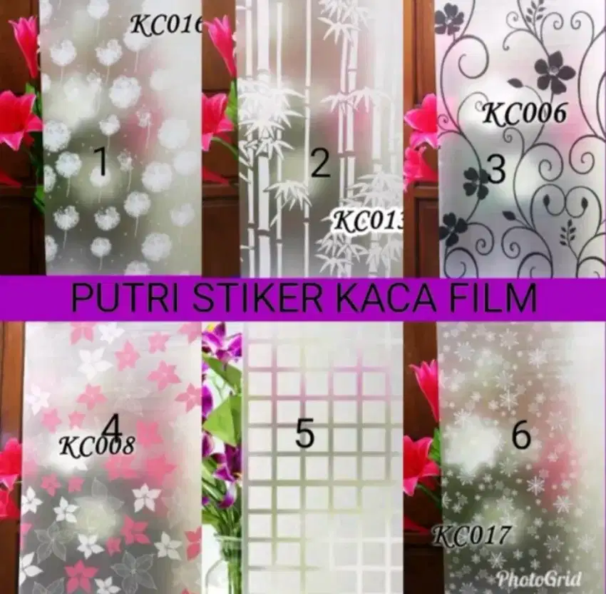 stiker kaca sanblaste motif