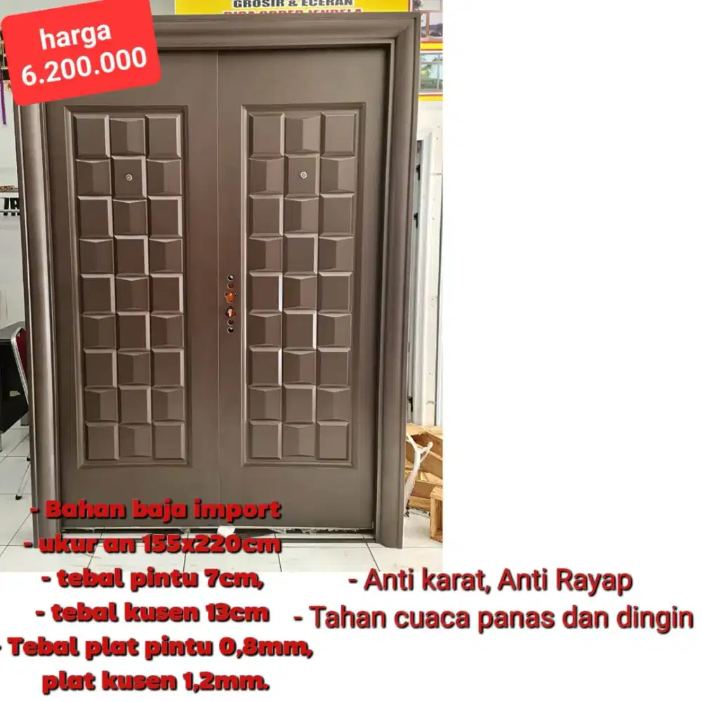 Pintu 2 daun baja / pintu double aluminium