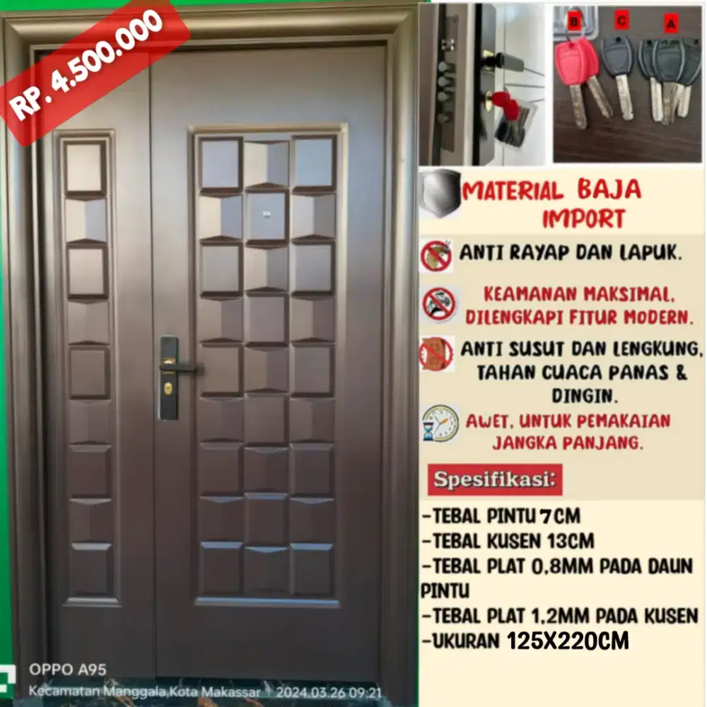 Pintu mom and son baja/ pintu 1½ daun aluminium