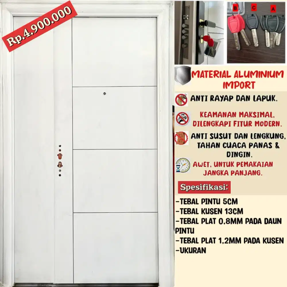 Pintu mom and son baja/ pintu 1½ daun aluminium