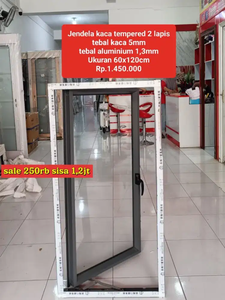 Sale Jendela aluminium kaca tempered