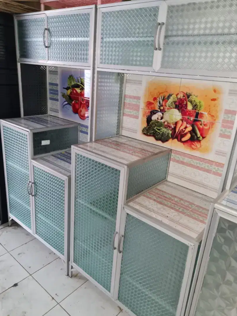 Rak piring aluminium 2 pintu murah