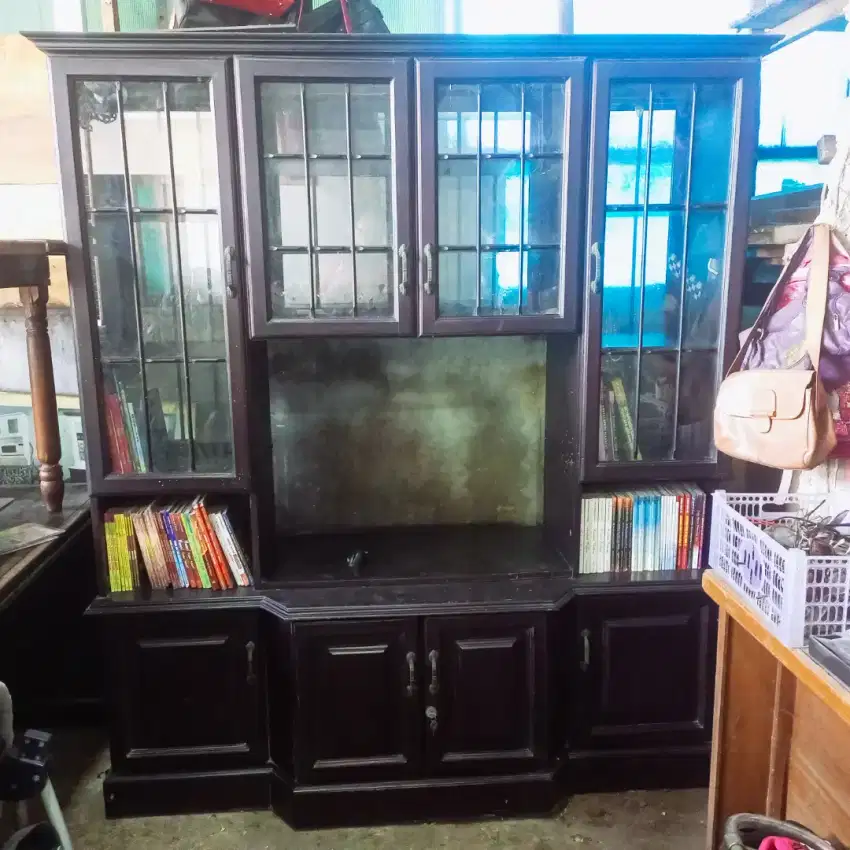 Vintage Bufet TV Jati Pembatas Ruangan 2in1 | Depan-Belakang Sama