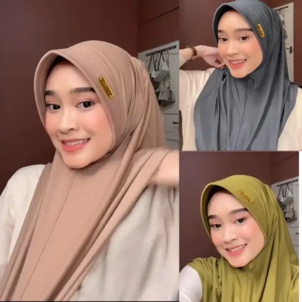 Jilbab Instan Bahan Jersey Premium Dengan Pin Akrilik