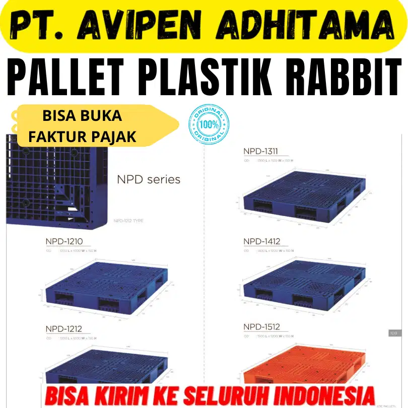 Pallet Plastik Rabbit Baru Ukuran NPL 1110 Surabaya