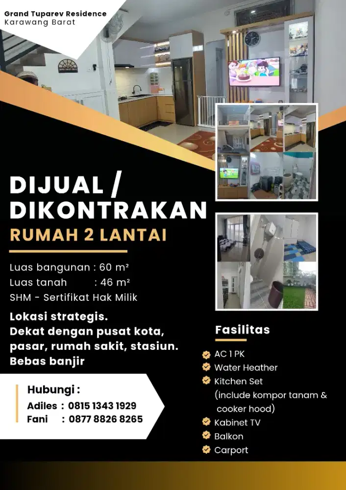 DIKONTRAKAN RUMAH 2 LANTAI