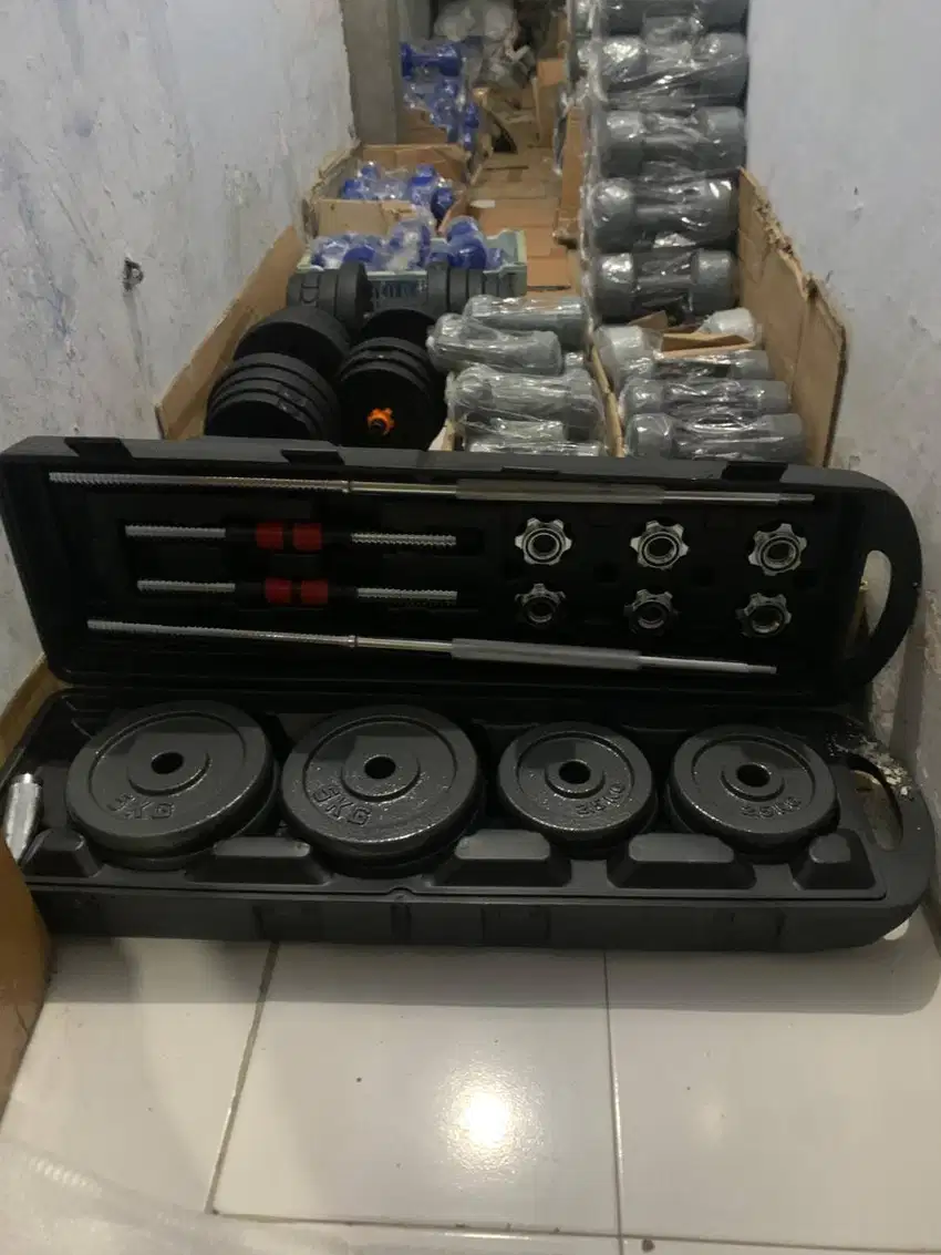 Barbel set besi 20 kg chrome kualitas tinggi anti karat