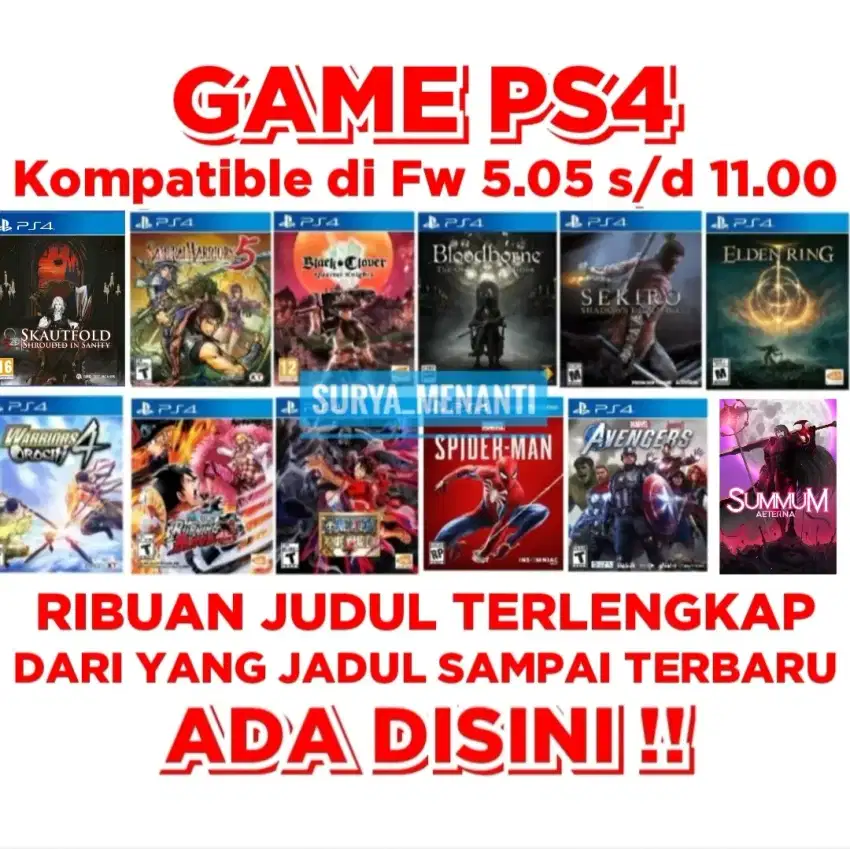 JUAL GAME PS4 TERLENGKAP MURAH MERIAH HARGA TERJANGKAU