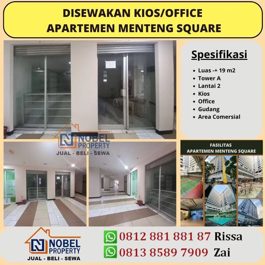 Disewakan Office atau Kios Apartemen Menteng Square