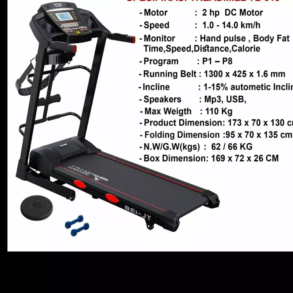 Alat fitnes treadmill elektrik TL 138 new