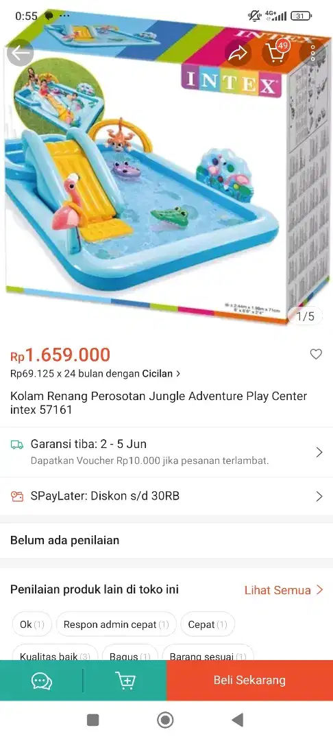 Kolam Renang Prosotan Jugle Adventure intex 57161