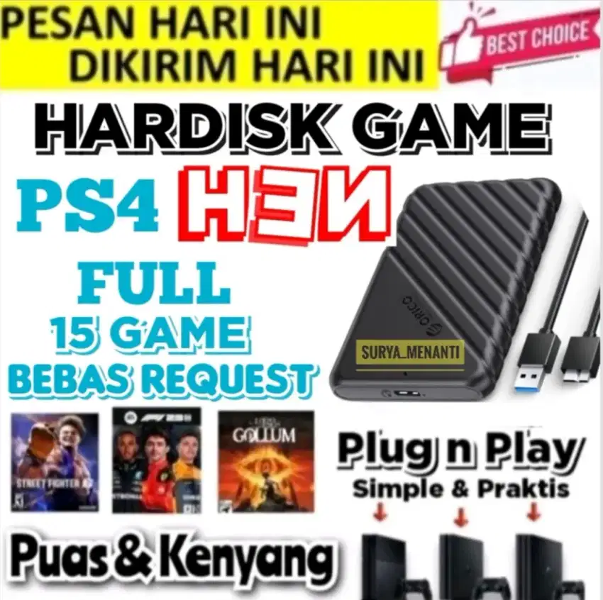 HDD PS4 320GB FULL GAME Harga Mrh Meriah Terjangkau SIAP DIKIRIM