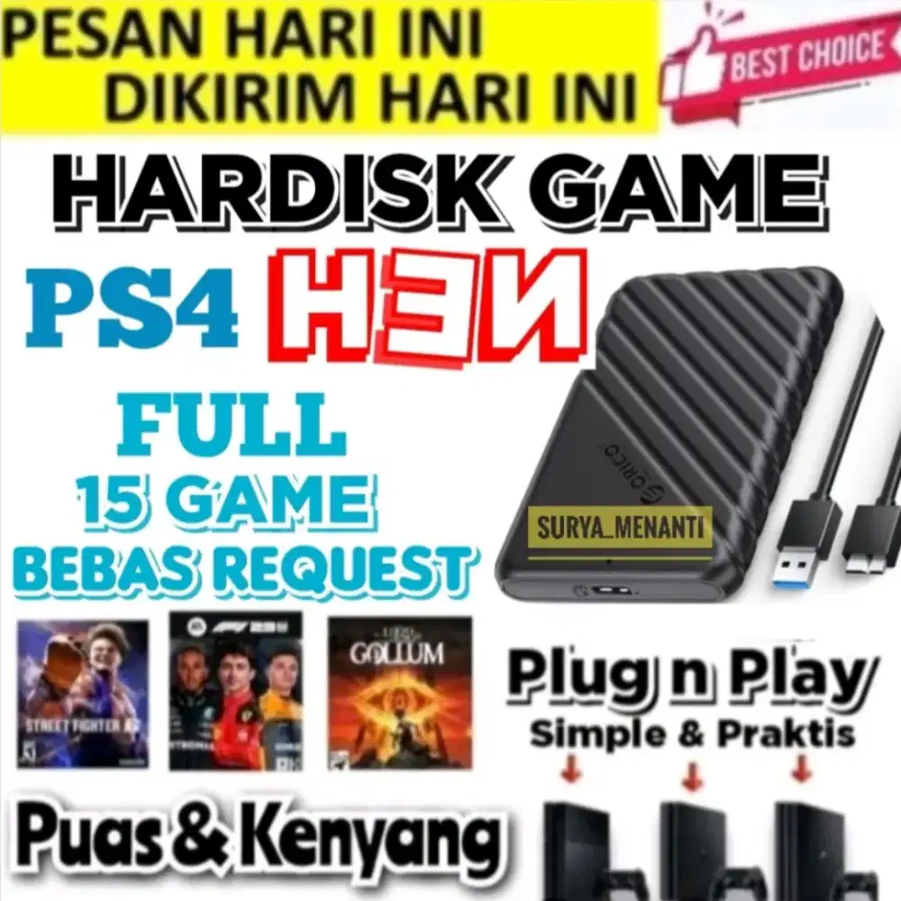 HDD EKSTERNAL PS4 320GB FULL GAME Terjangkau Mrh SIAP DIKIRIM