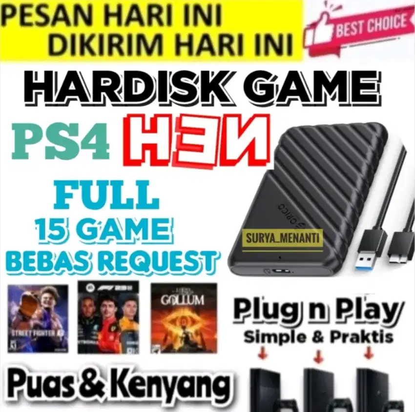 HDD EKSTERNAL PS4 320GB FULL GAME Murah Meriah Harganya SIAP DIKIRIM