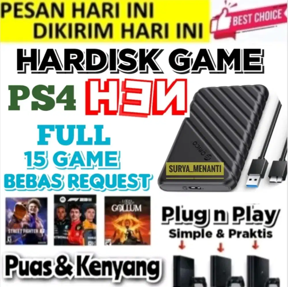 HDD EKSTERNAL PS4 320GB FULL GAME Murah SIAP DIKIRIM