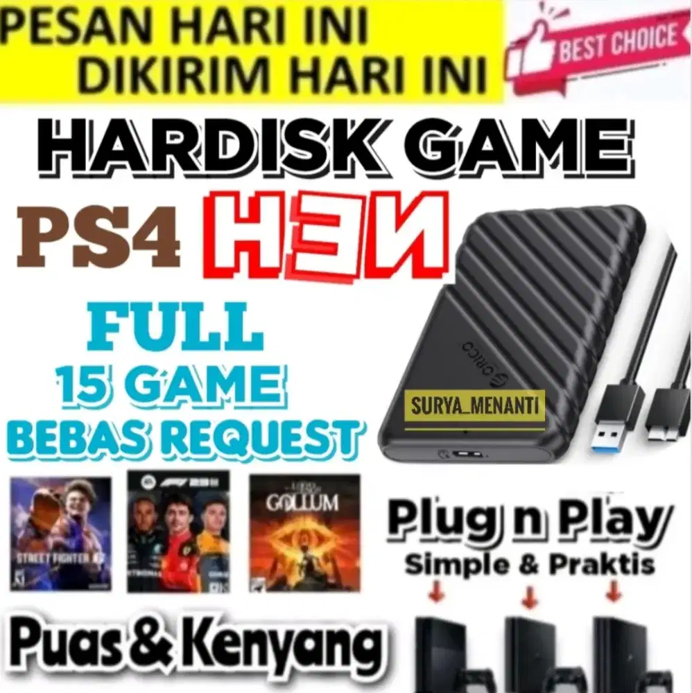 HDD EKSTERNAL PS4 320GB FULL GAME Mrh Meriah Terjangkau SIAP DIKIRIM
