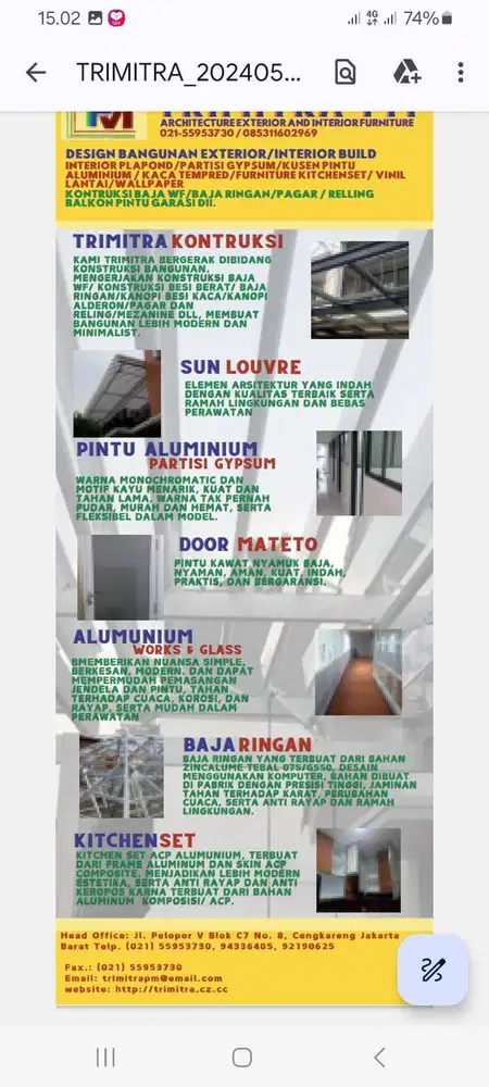 TRIMITRA konstruksi  Kosntruksi Baja wf/ kanopi Alderon/ konstruksi Ba