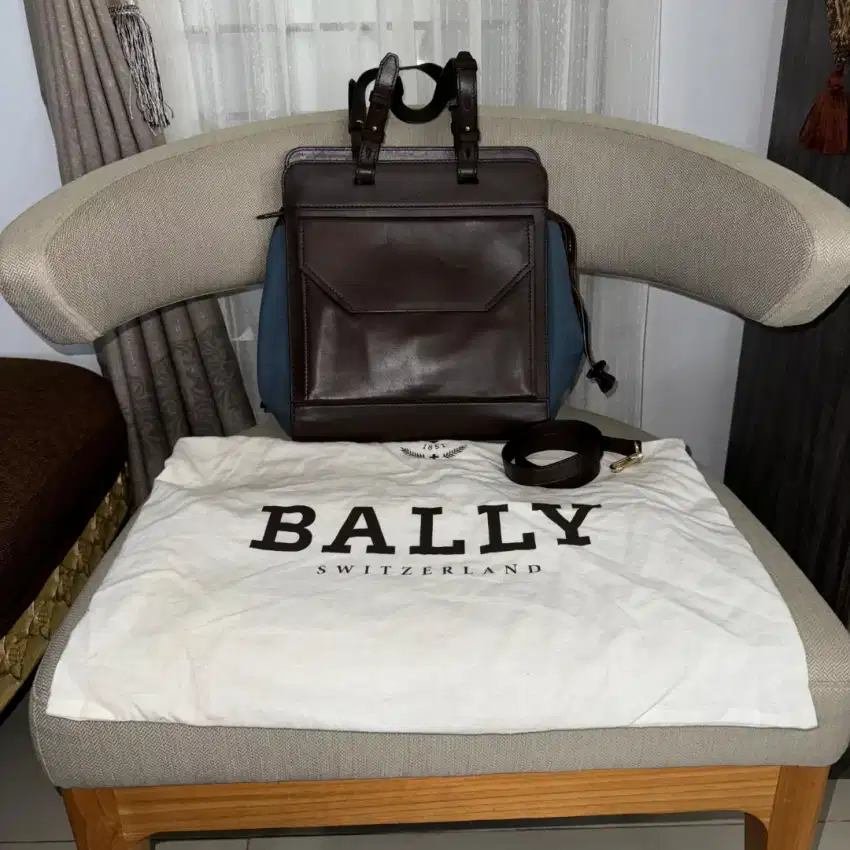 Tas Bally GG-MK Kulit Cokelat Two Tone Original