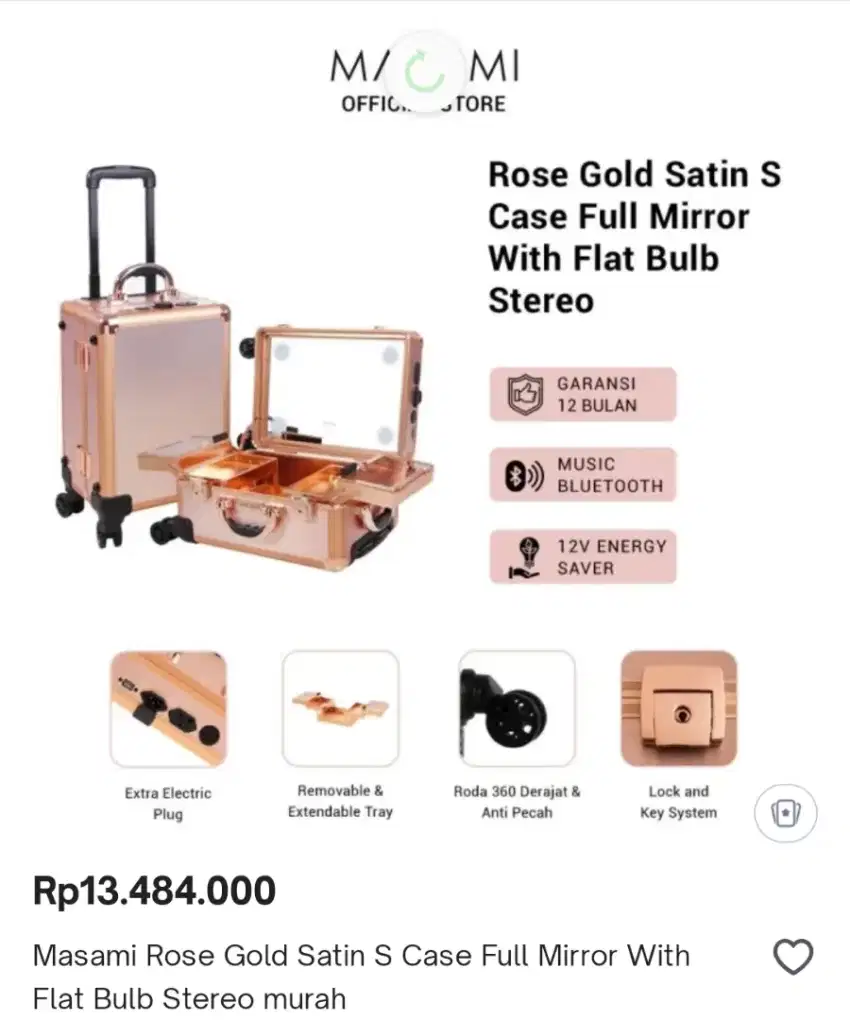 Beauty Case Koper Make up  MUA Masami Shouko Rose Gold  Size M