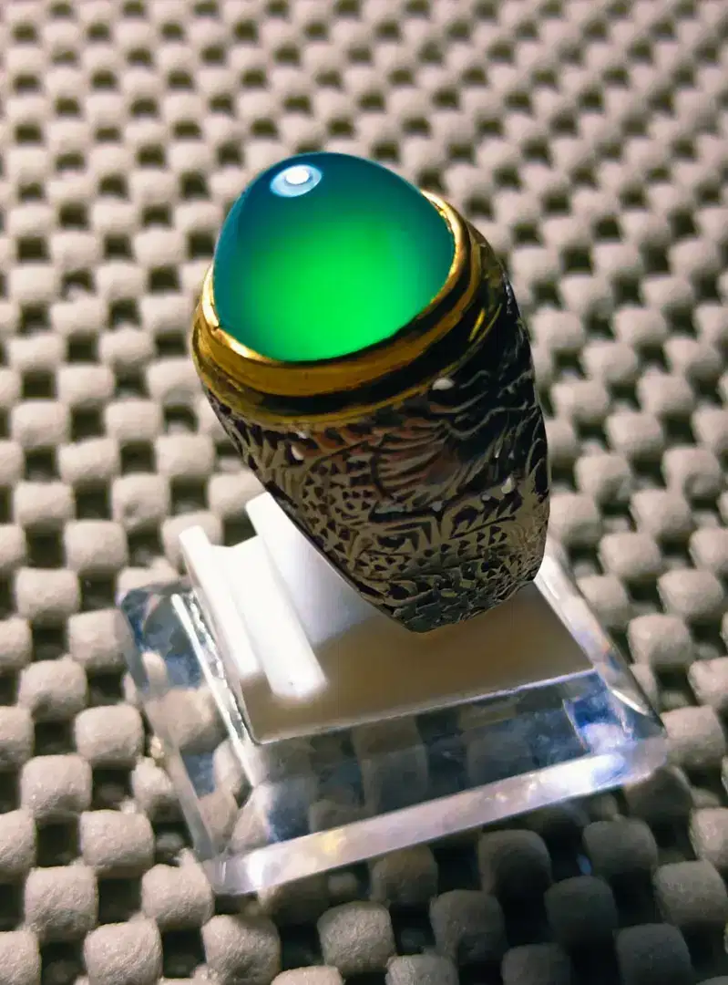 Natural Bacan Doko Origin Indonesia Dim 16.5x12x10 mm Ring Perak Mewah