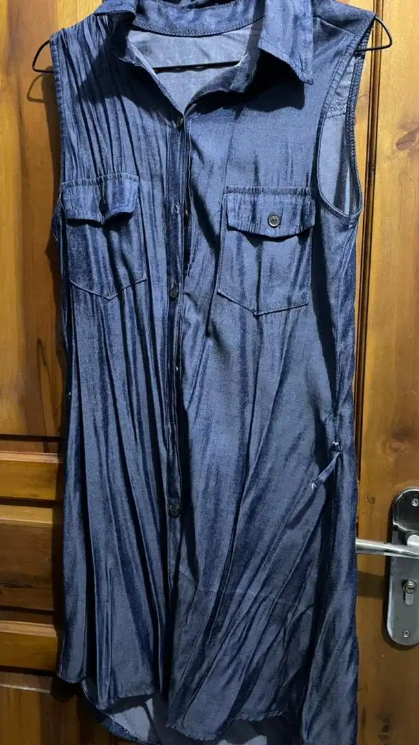 Luaran panjang warna denim