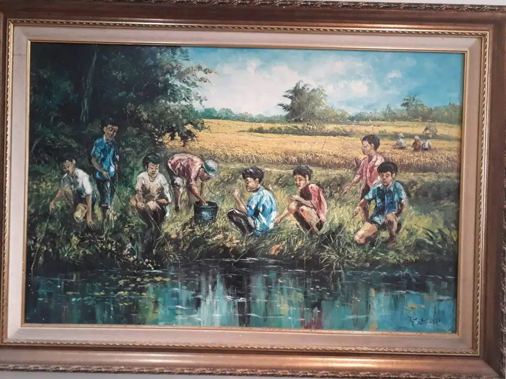 Lukisan Kanvas di Sawah