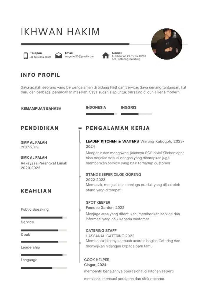 TERBUKA UNTUK LOKER/CASUAL FNB/HOSPITALITY