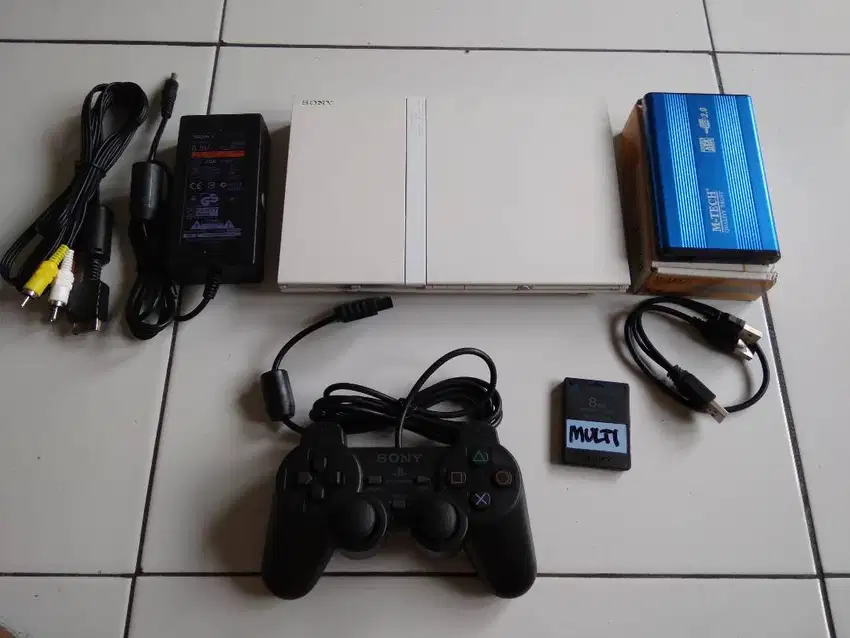 PS 2 Slim White Putih Langka Plus Hardis external 60gb Fullgame