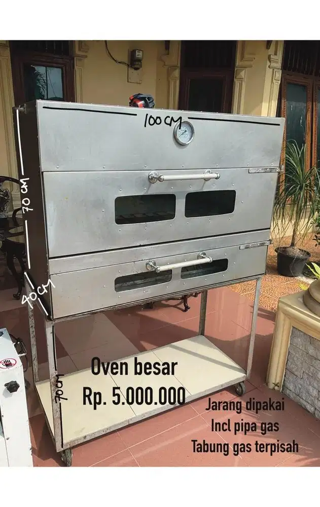 Pemanggang panggangan oven besi tempah besar pakai gas