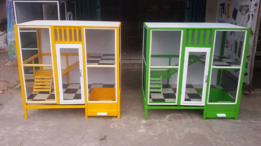 (Pre Order) Kandang Kucing Hias Rumah Kucing Kayu 2 Lantai + Loker