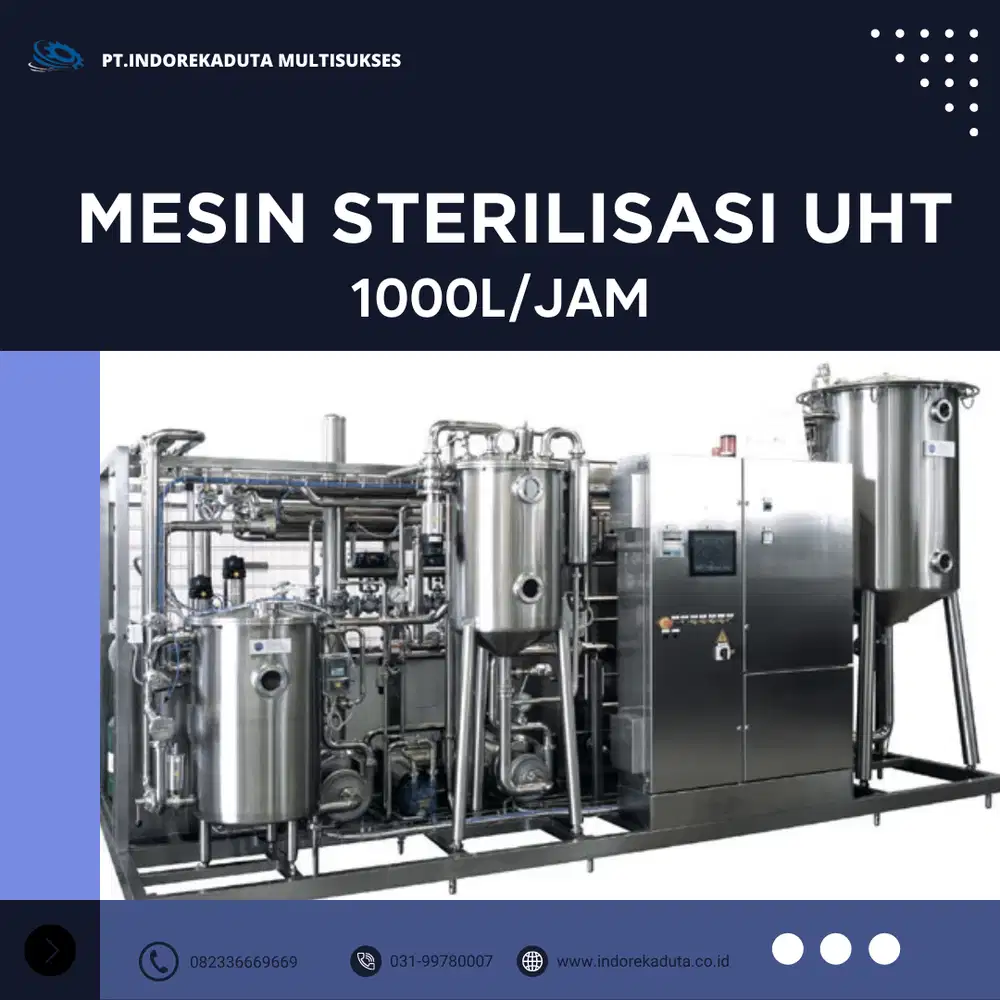 Mesin sterilisasi UHT kapasitas 1000L/jam sistem indrect