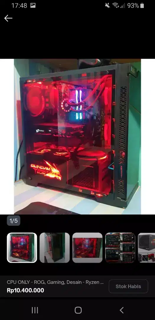 CPU ONLY - ROG, Gaming, Desain - Ryzen 7
1700 with GTX 1050Ti