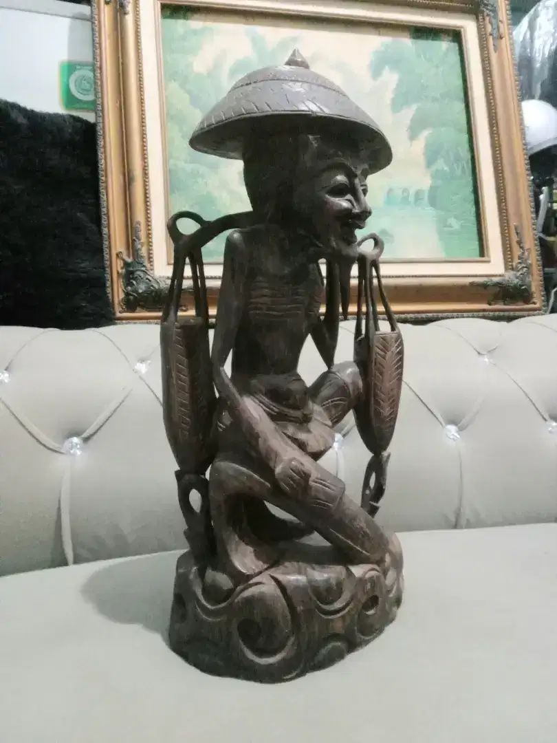 Patung kayu sonokeling lawas dekorasi antik etnik klasik jadul  rare