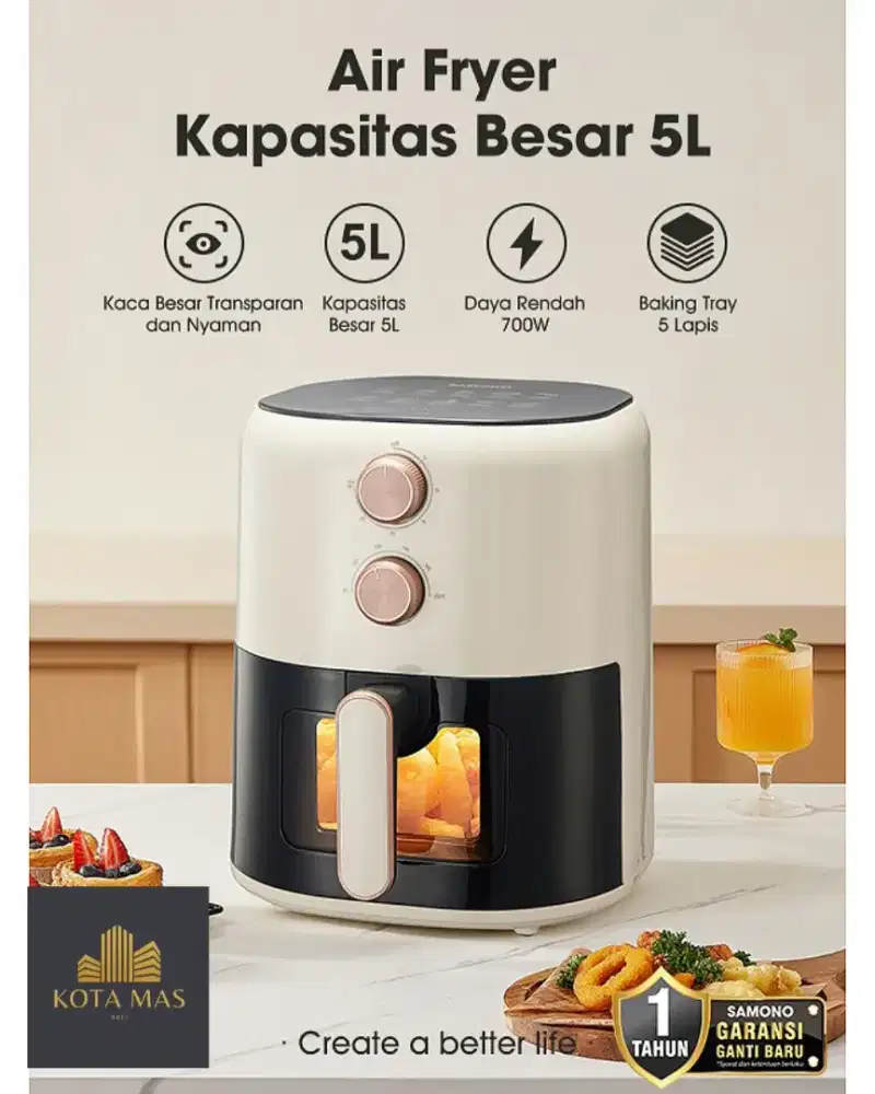 Air Fryer Besar 5 Liter Samono Big Capacity Low Watt Murah