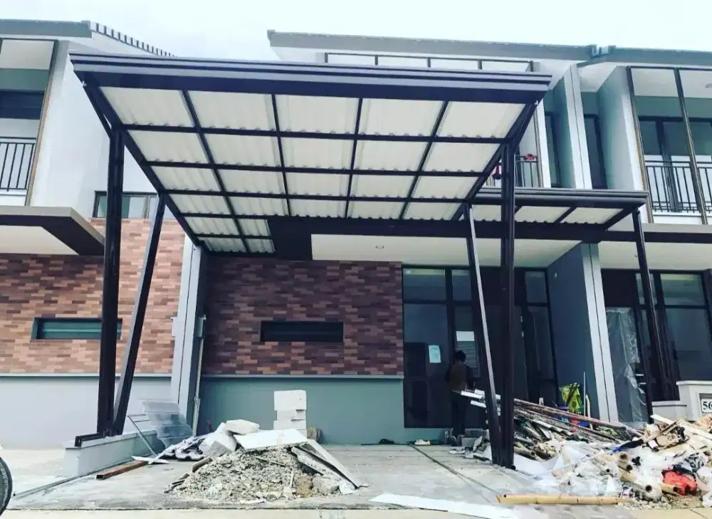 Kanopi atap alderon rangka besi hollow galvanis