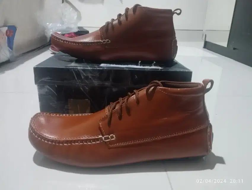 sepatu Casual Kulit Asli Brown 43