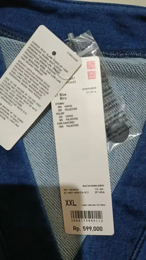 Jual UNIQLO Sweat Cardigan | Long Sleeve Indigo