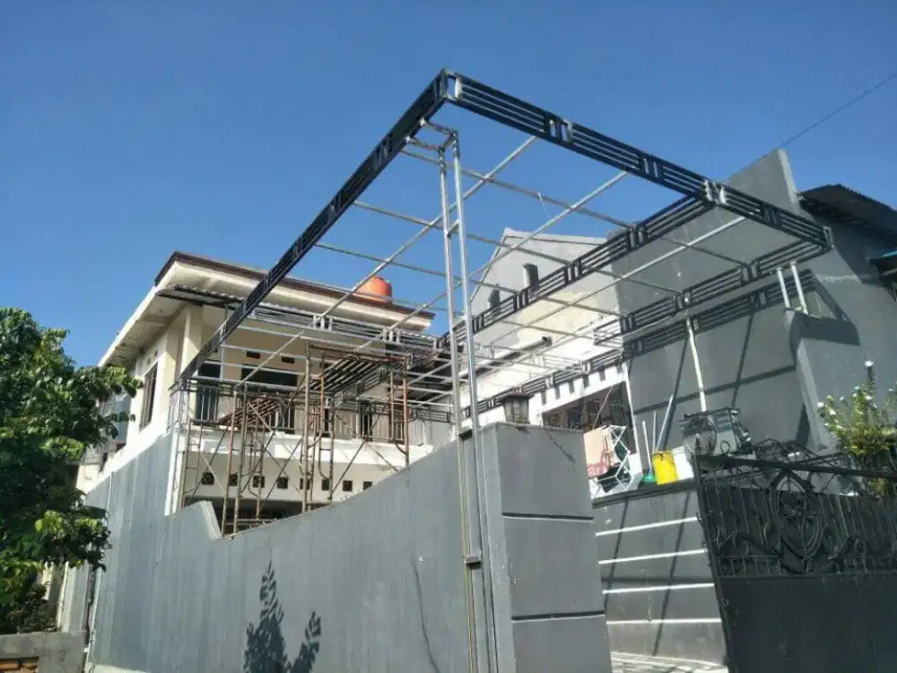 Kanopi murah 285rb/m² bahan holo galfanis ukur 40x40 tebal 1,6mm trpsg