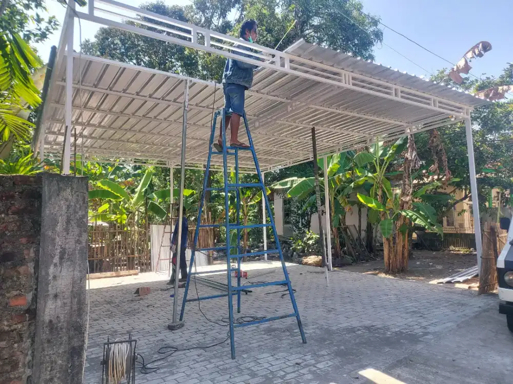 Kanopi murah 285rb saja/m² spek bahan holo galfanis 40x40 tebal 1,6mm