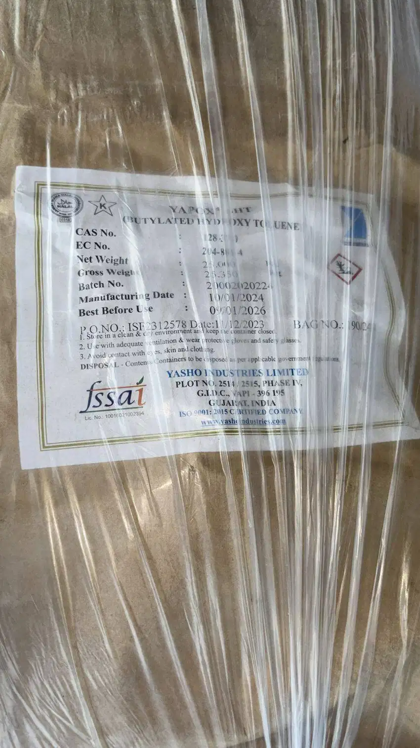 BHT Yasho, BHT Sterlitamak, BHT Ex Lanxess, & TBHQ India (Anti Tengik)