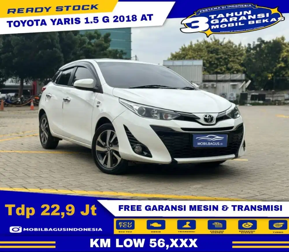 [Dp 22,9 Jt] Toyota Yaris 1.5 G Hatchback AT 2018 PUTIH - Mobil Bekas ...