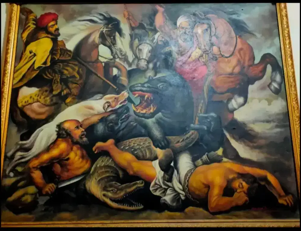 Lukisan Lawas perang Romawi  Exclusive Terawat Bernilai seni Tinggi