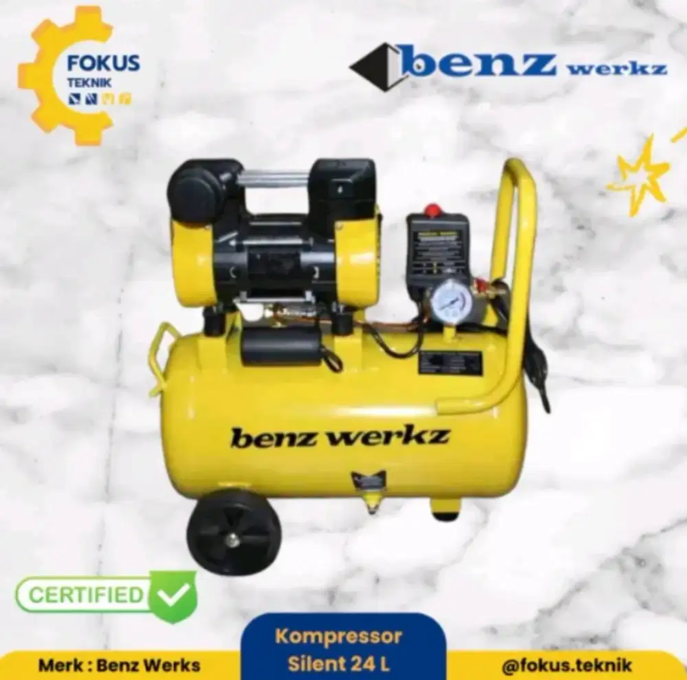 24L kompresor angin listrik oilless silent 1Hp