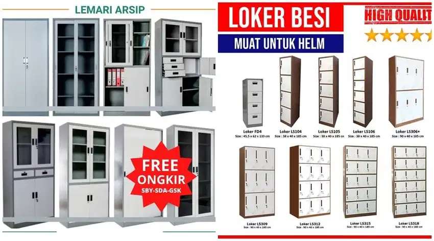 Lemari Arsip kaca Besi Filling Kabinet Pintu buka ayun Sliding geser k