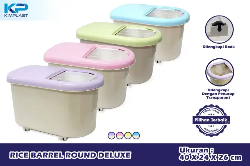 Rice Barrel oval(dispenser beras) ukuran tertera di gambar