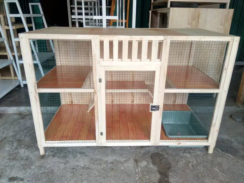 Pre Order Kandang Kucing Kayu Tingkat Rumah Kucing 2 Lantai 2 sisi