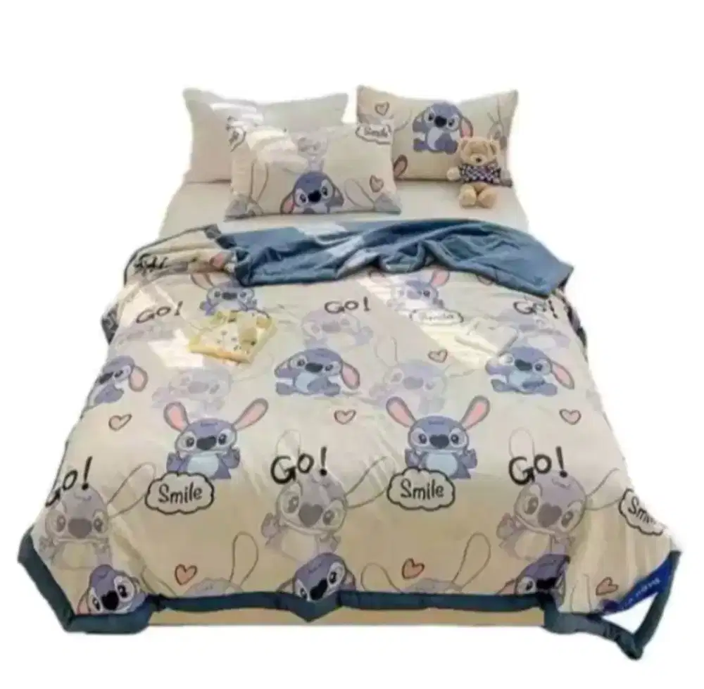 Sprei-2 Sarung Bantal-1 Sarung Guling uk.180 x 200-Bhn Polymicro-Baru