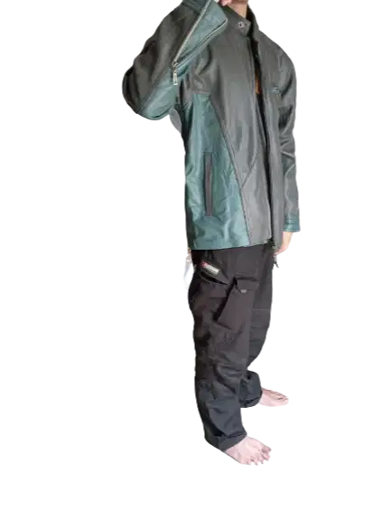 Jaket motoran kulit domba warna kombinasi