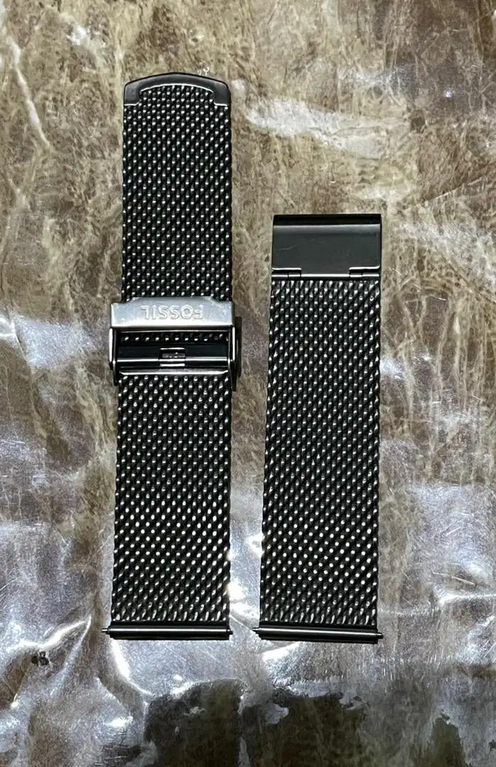 Strap mesh rantai fossil lux 22 smoke steel